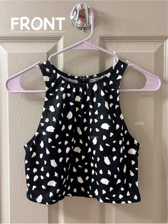 Target Other - Women’s Black & White Polka Dot Cropped Swim Top! Size Medium!